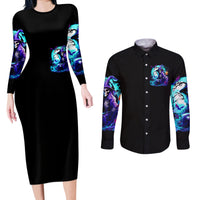 Witch Skull Couples Matching Long Sleeve Bodycon Dress and Long Sleeve Button Shirts You Couldn't Handle Me Even With Intrustions - Wonder Print Shop