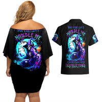 Witch Skull Couples Matching Off Shoulder Short Dress and Hawaiian Shirt You Couldn't Handle Me Even With Intrustions - Wonder Print Shop
