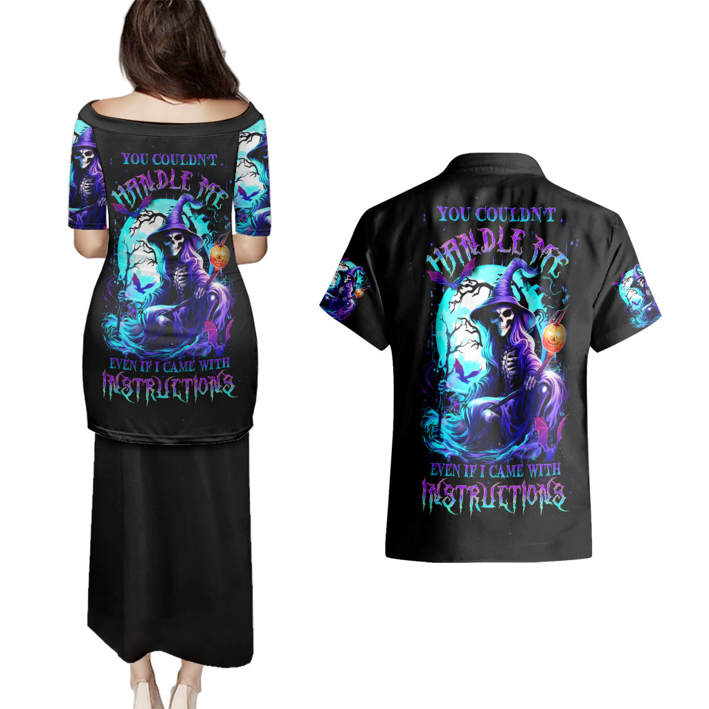 Witch Skull Couples Matching Puletasi Dress and Hawaiian Shirt You Couldn't Handle Me Even With Intrustions - Wonder Print Shop