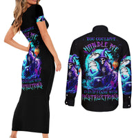 Witch Skull Couples Matching Short Sleeve Bodycon Dress and Long Sleeve Button Shirts You Couldn't Handle Me Even With Intrustions - Wonder Print Shop