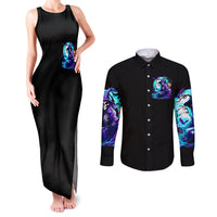 Witch Skull Couples Matching Tank Maxi Dress and Long Sleeve Button Shirts You Couldn't Handle Me Even With Intrustions - Wonder Print Shop