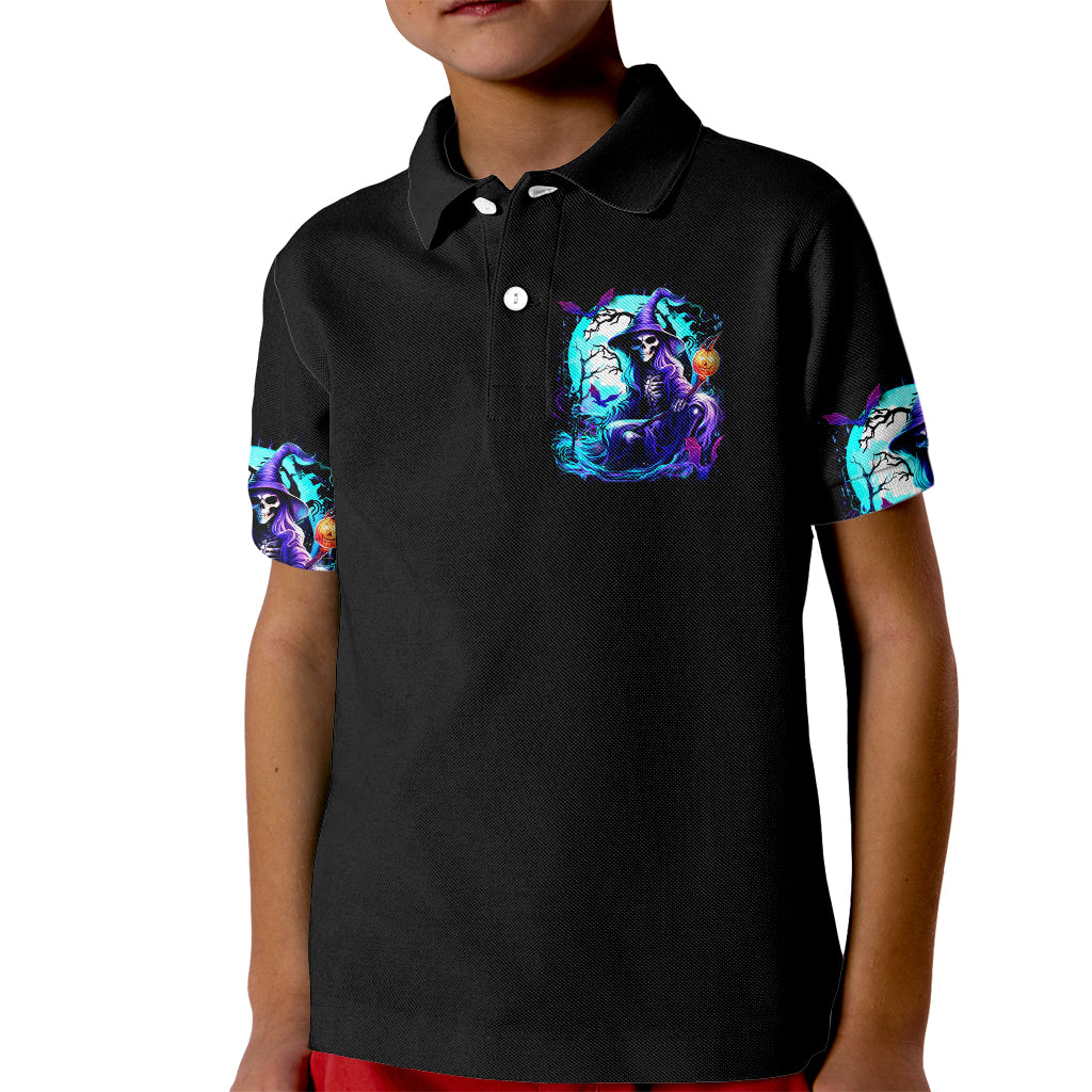 Witch Skull Kid Polo Shirt You Couldn't Handle Me Even With Intrustions - Wonder Print Shop
