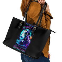 Witch Skull Leather Tote Bag You Couldn't Handle Me Even With Intrustions - Wonder Print Shop