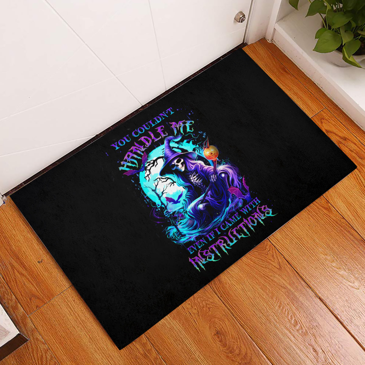 Witch Skull Rubber Doormat You Couldn't Handle Me Even With Intrustions - Wonder Print Shop