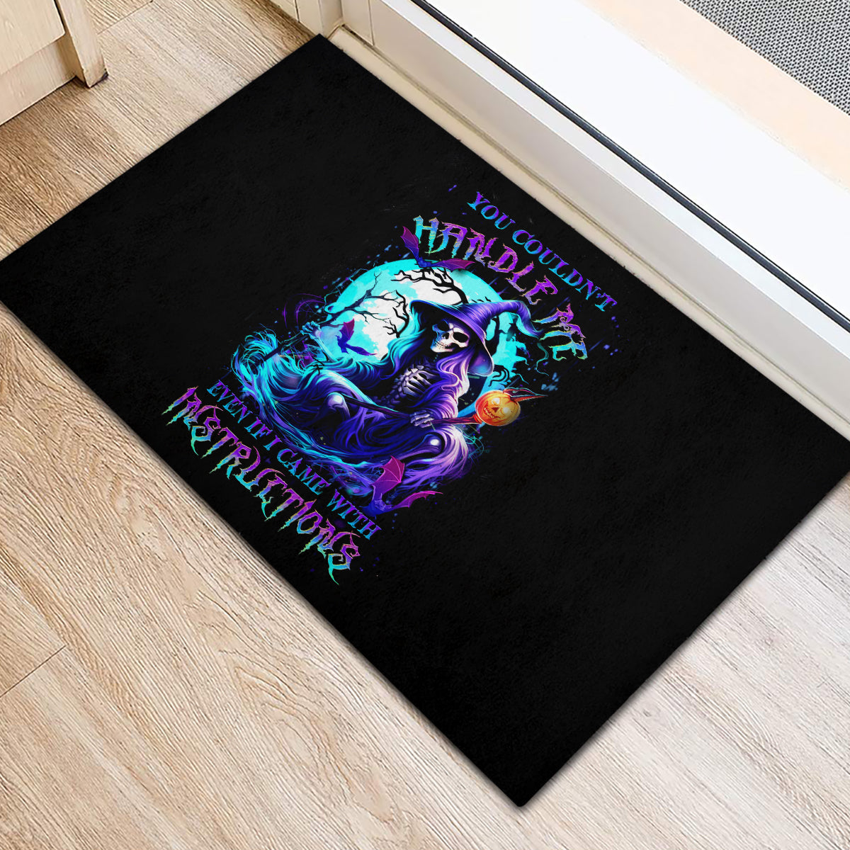 Witch Skull Rubber Doormat You Couldn't Handle Me Even With Intrustions - Wonder Print Shop