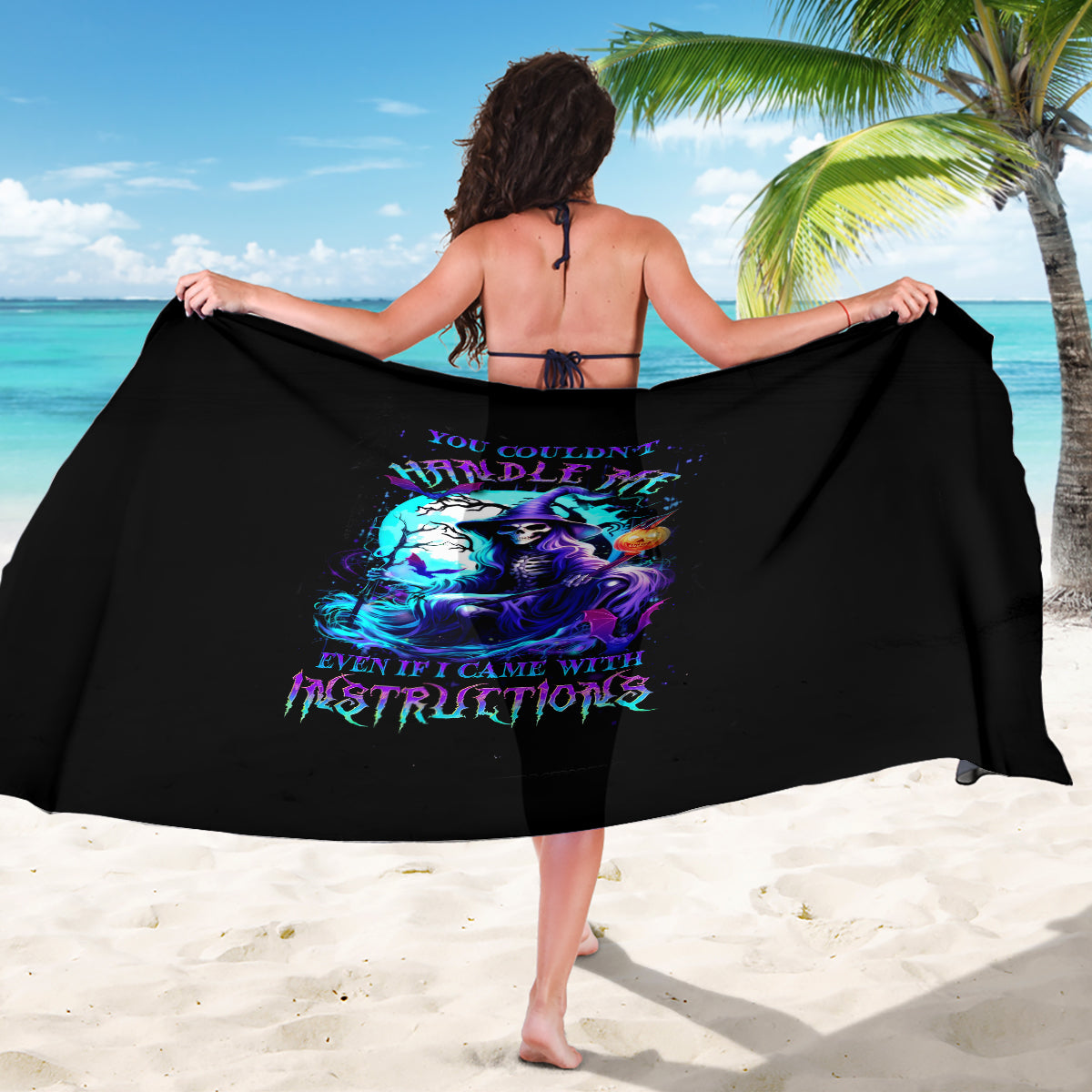 Witch Skull Sarong You Couldn't Handle Me Even With Intrustions - Wonder Print Shop
