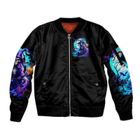 Witch Skull Sleeve Zip Bomber Jacket You Couldn't Handle Me Even With Intrustions - Wonder Print Shop