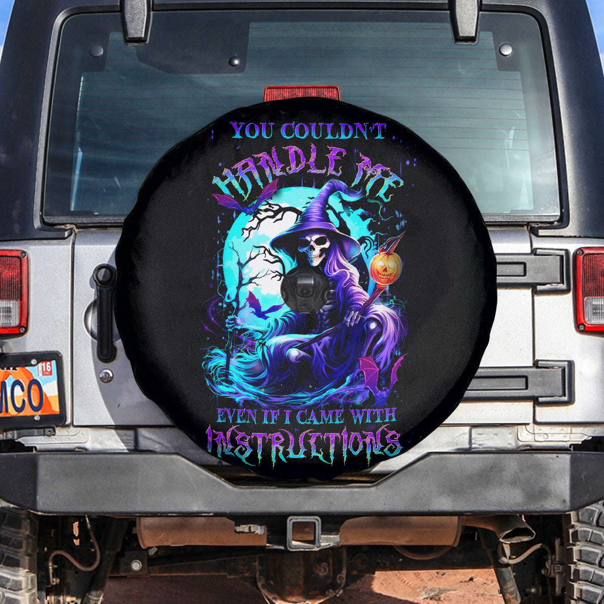 Witch Skull Spare Tire Cover You Couldn't Handle Me Even With Intrustions - Wonder Print Shop