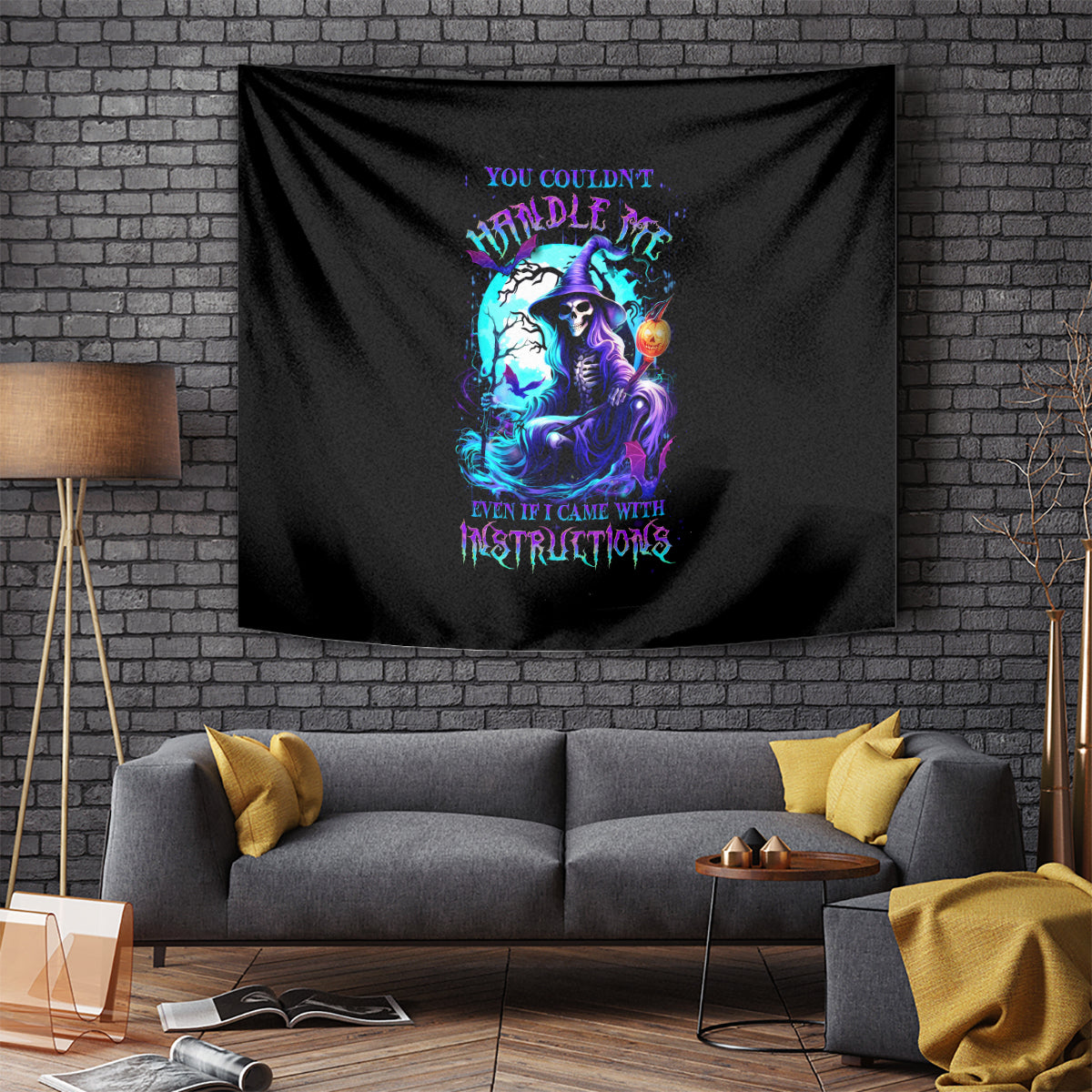 Witch Skull Tapestry You Couldn't Handle Me Even With Intrustions - Wonder Print Shop