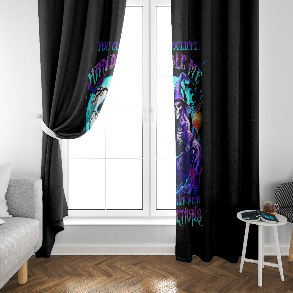 Witch Skull Window Curtain You Couldn't Handle Me Even With Intrustions - Wonder Print Shop