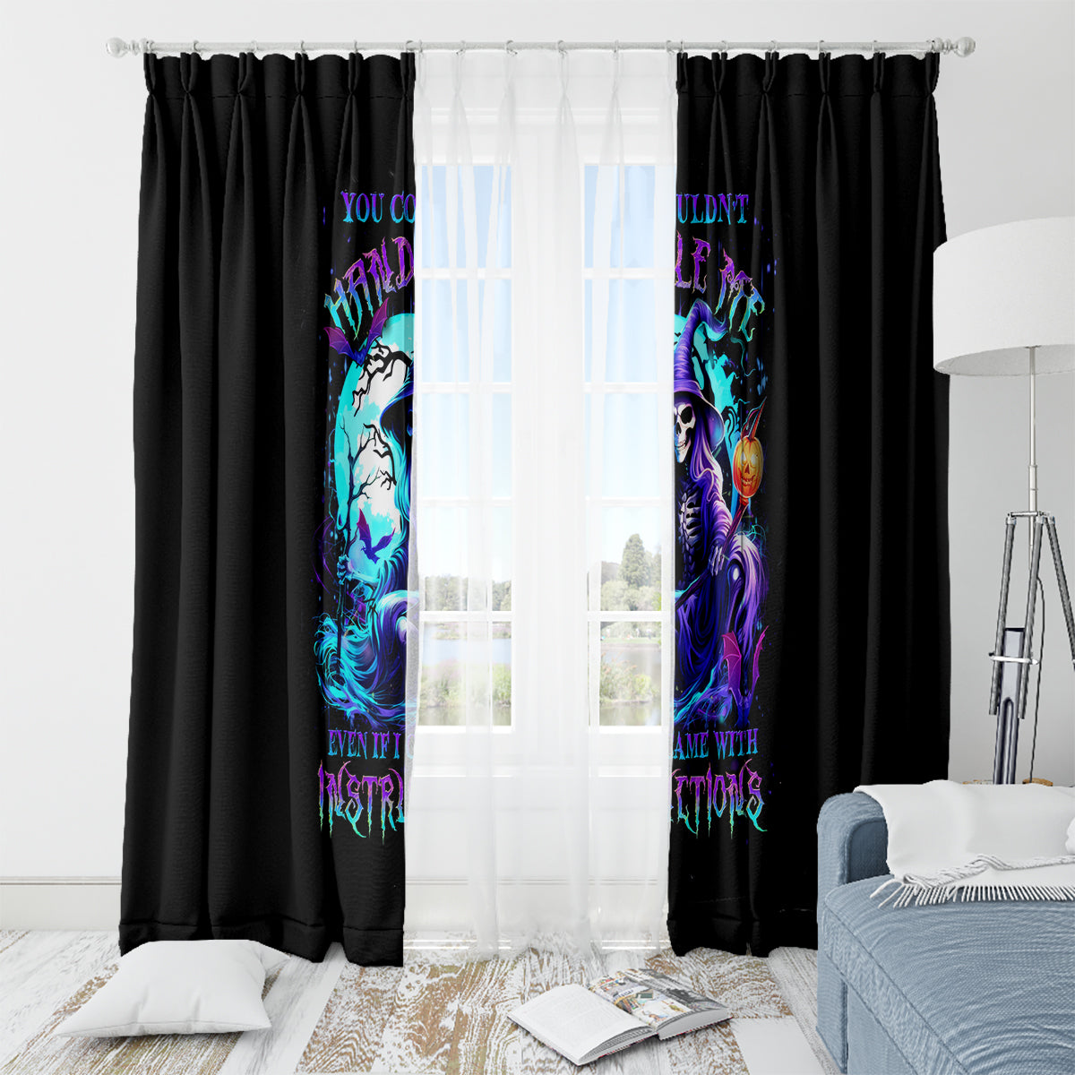 Witch Skull Window Curtain You Couldn't Handle Me Even With Intrustions - Wonder Print Shop