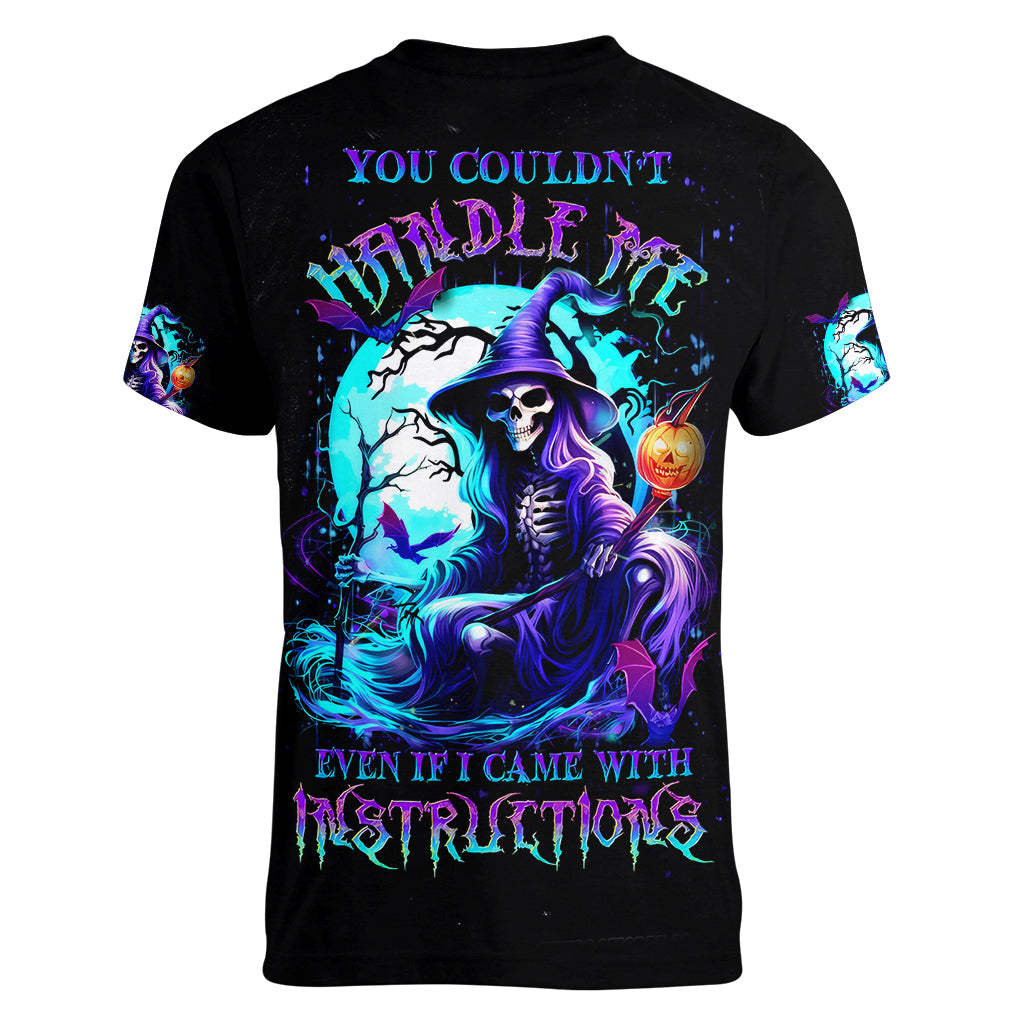 Witch Skull Women V Neck T Shirt You Couldn't Handle Me Even With Intrustions - Wonder Print Shop