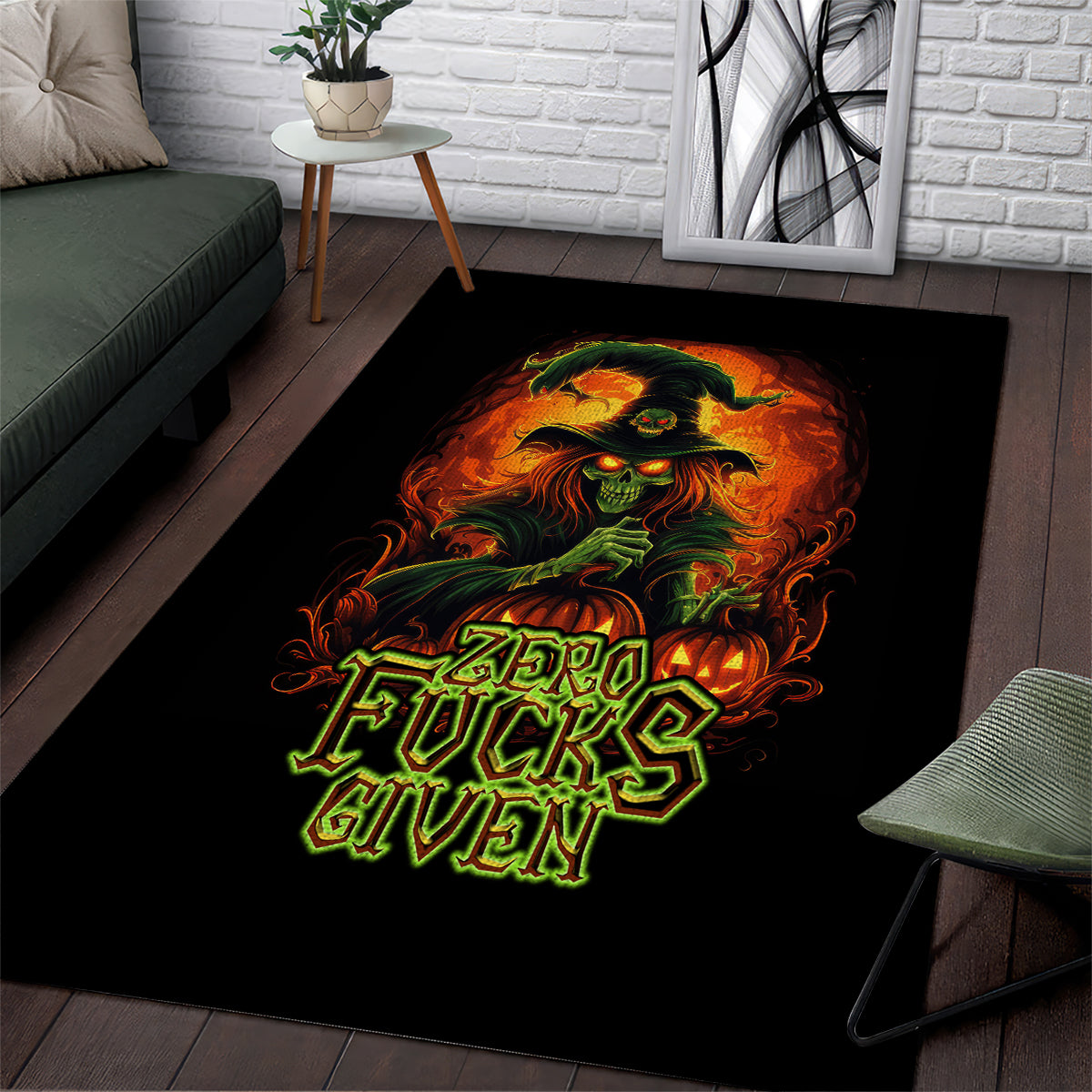 Witch Skull Area Rug Zero Fucking Given - Wonder Print Shop