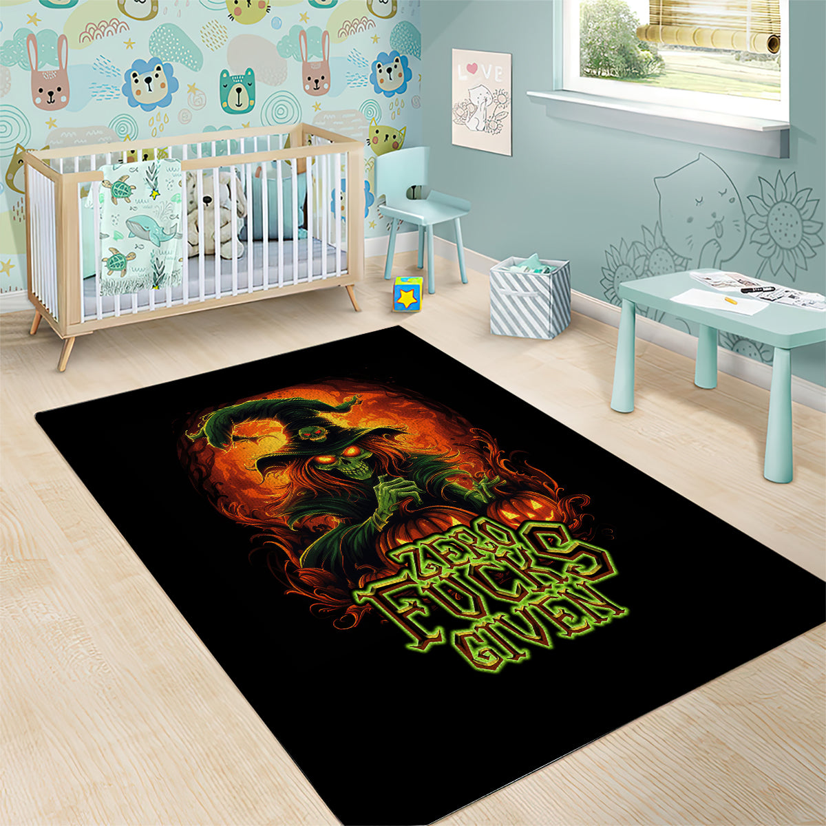 Witch Skull Area Rug Zero Fucking Given - Wonder Print Shop