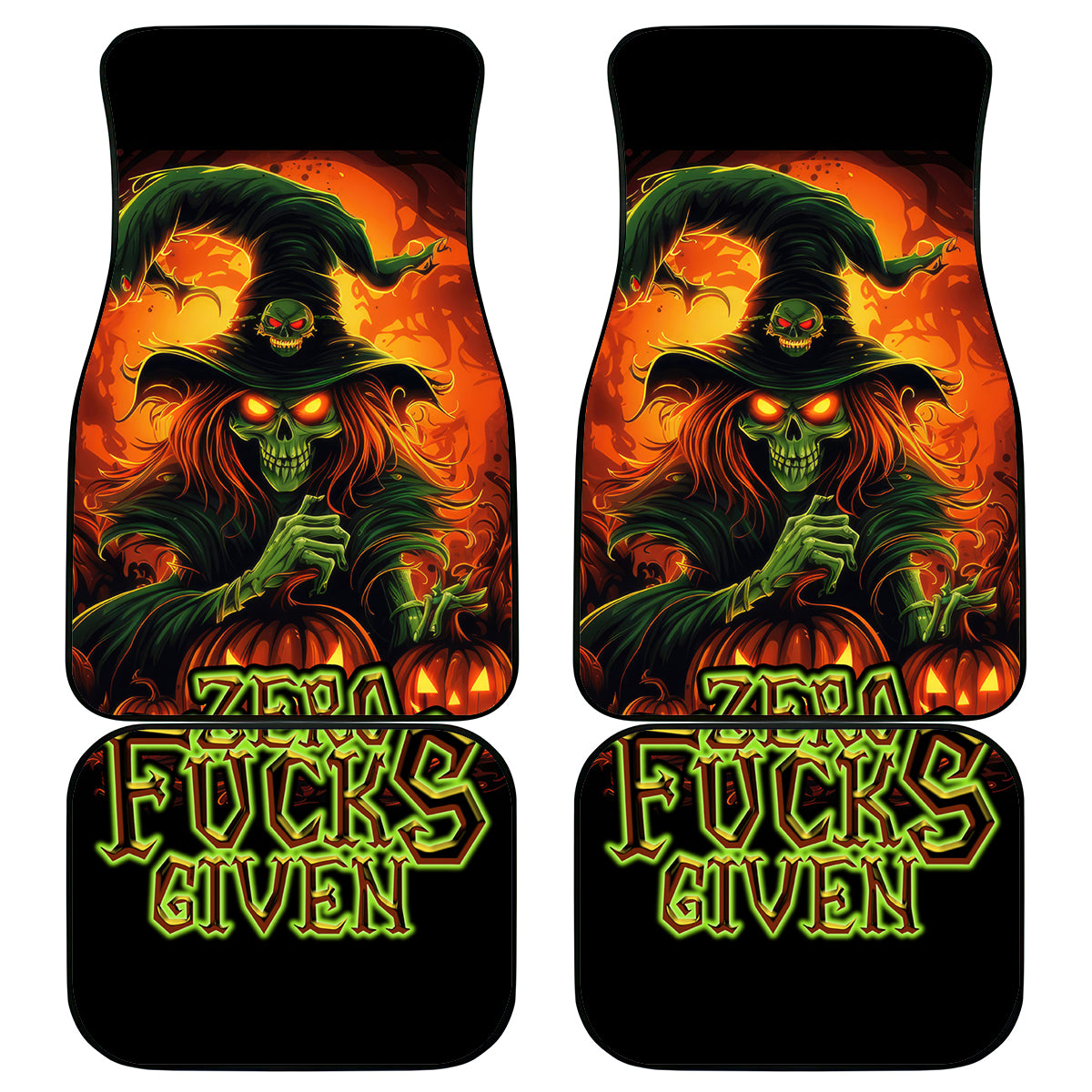 Witch Skull Car Mats Zero Fucking Given - Wonder Print Shop