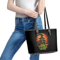 Witch Skull Leather Tote Bag Zero Fucking Given - Wonder Print Shop