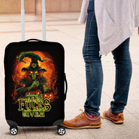Witch Skull Luggage Cover Zero Fucking Given - Wonder Print Shop