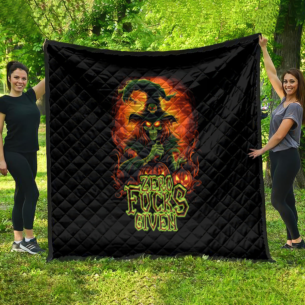 Witch Skull Quilt Zero Fucking Given - Wonder Print Shop