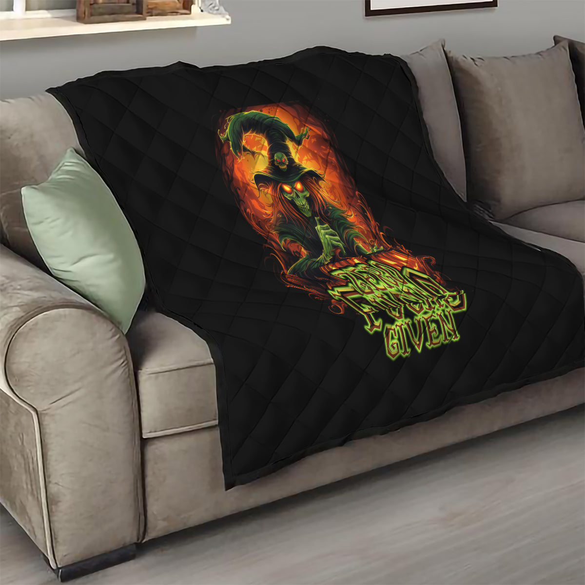 Witch Skull Quilt Zero Fucking Given - Wonder Print Shop