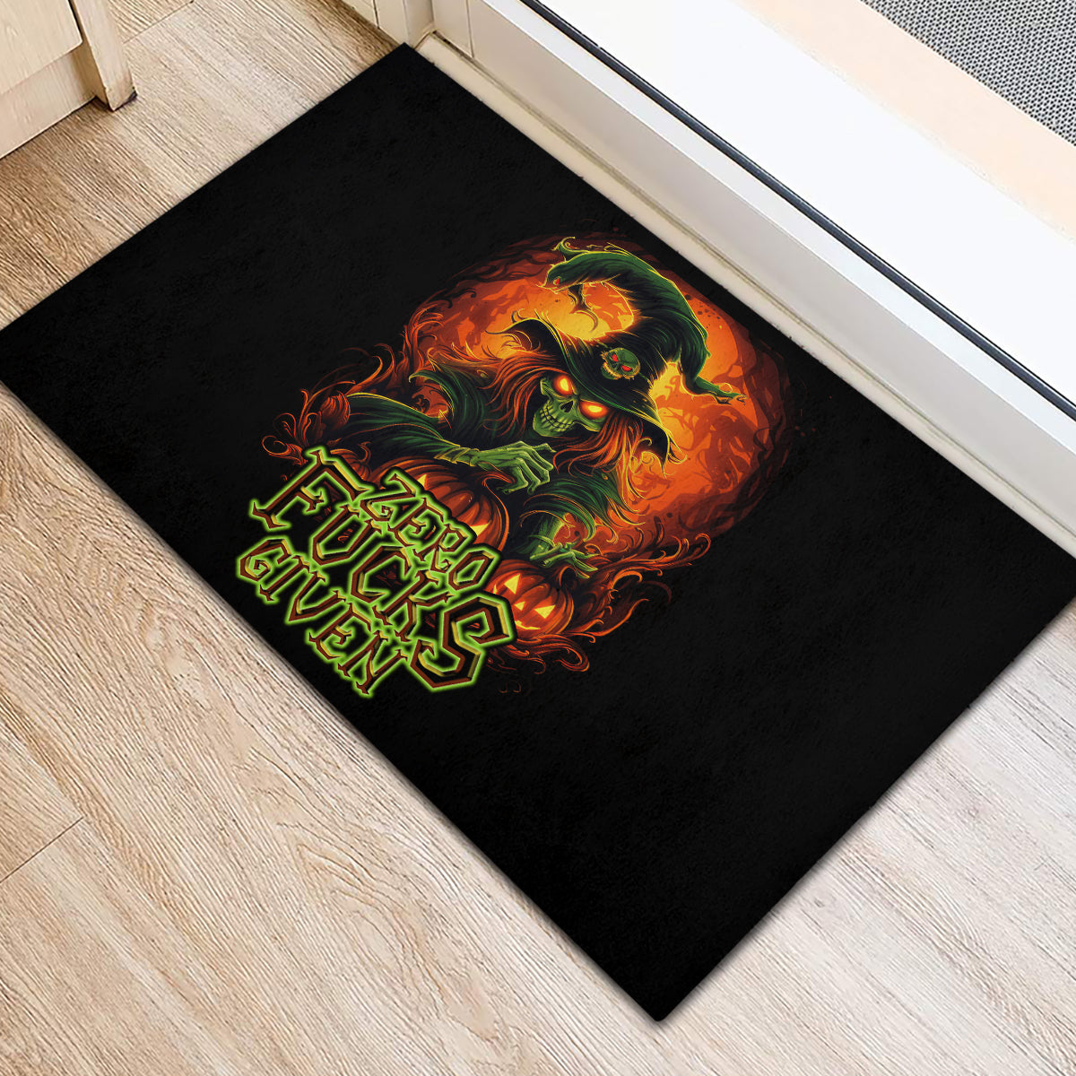 Witch Skull Rubber Doormat Zero Fucking Given - Wonder Print Shop