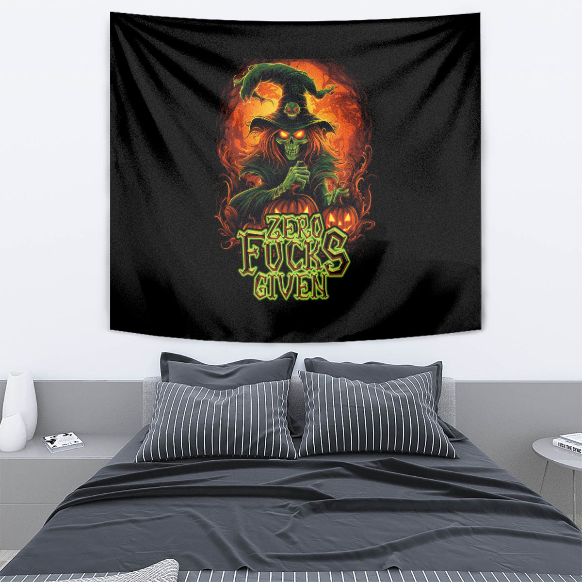 Witch Skull Tapestry Zero Fucking Given - Wonder Print Shop