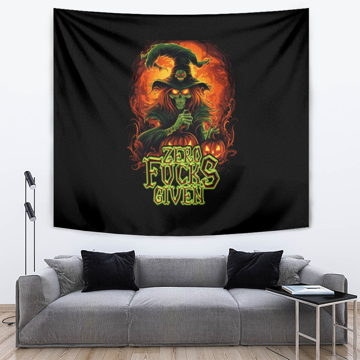 Witch Skull Tapestry Zero Fucking Given - Wonder Print Shop