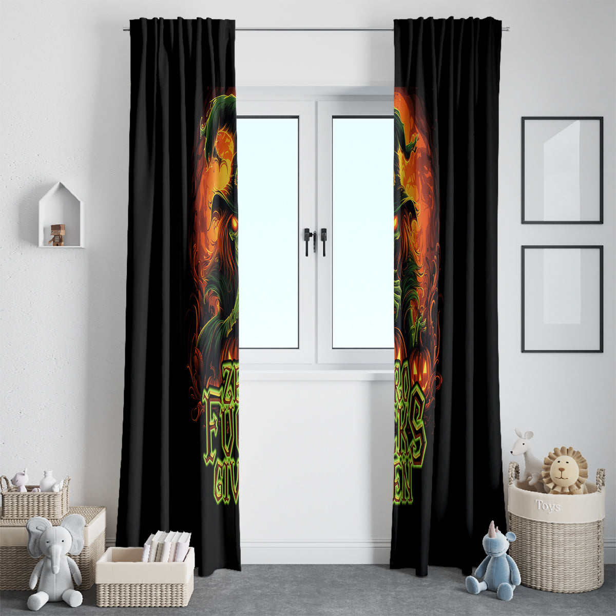 Witch Skull Window Curtain Zero Fucking Given - Wonder Print Shop