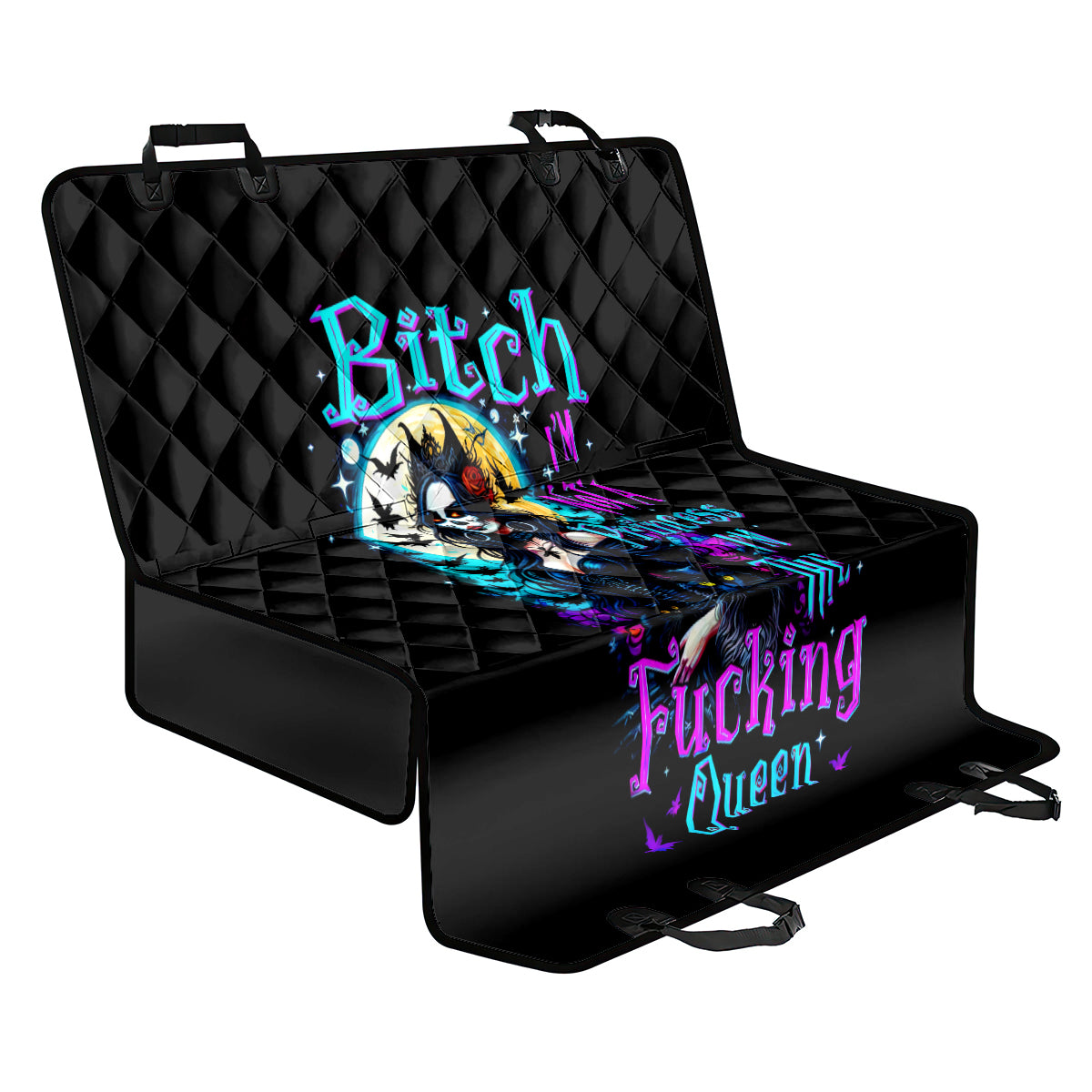 Witch Skull Back Car Seat Cover Bitch I'm Not A Princess I'm The Fucking Queen - Wonder Print Shop