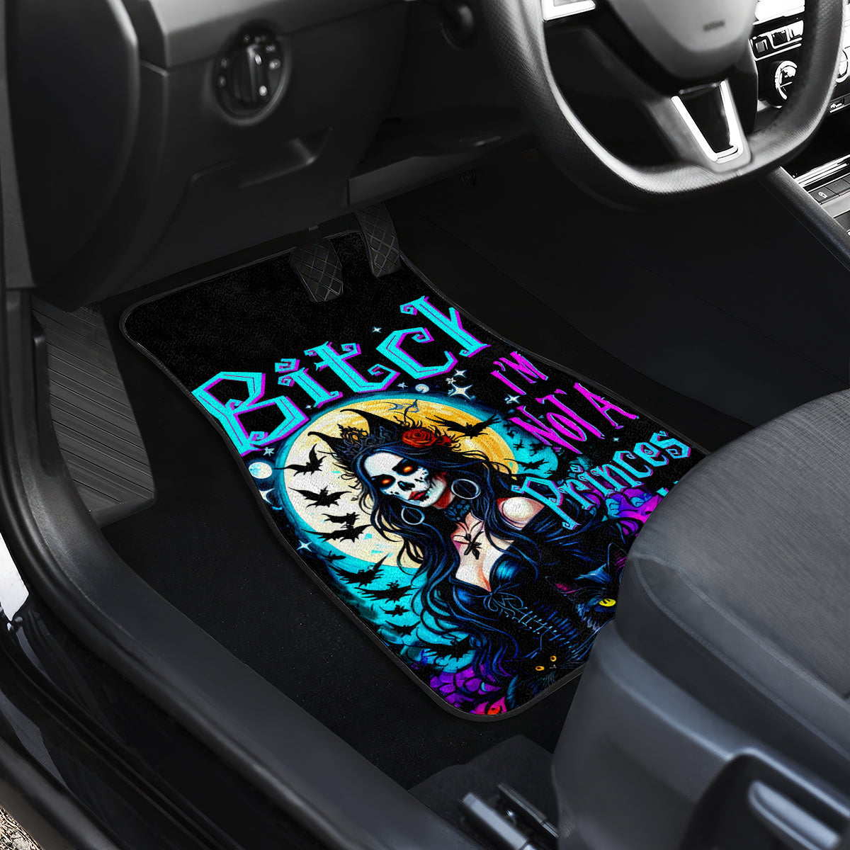 Witch Skull Car Mats Bitch I'm Not A Princess I'm The Fucking Queen - Wonder Print Shop