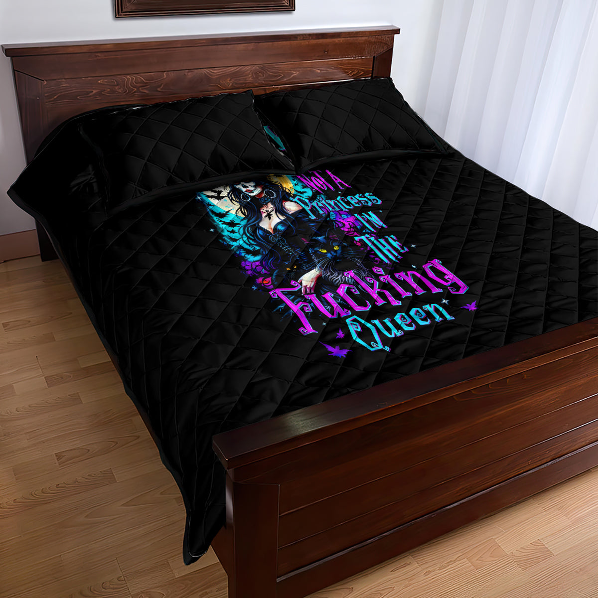 Witch Skull Quilt Bed Set Bitch I'm Not A Princess I'm The Fucking Queen - Wonder Print Shop