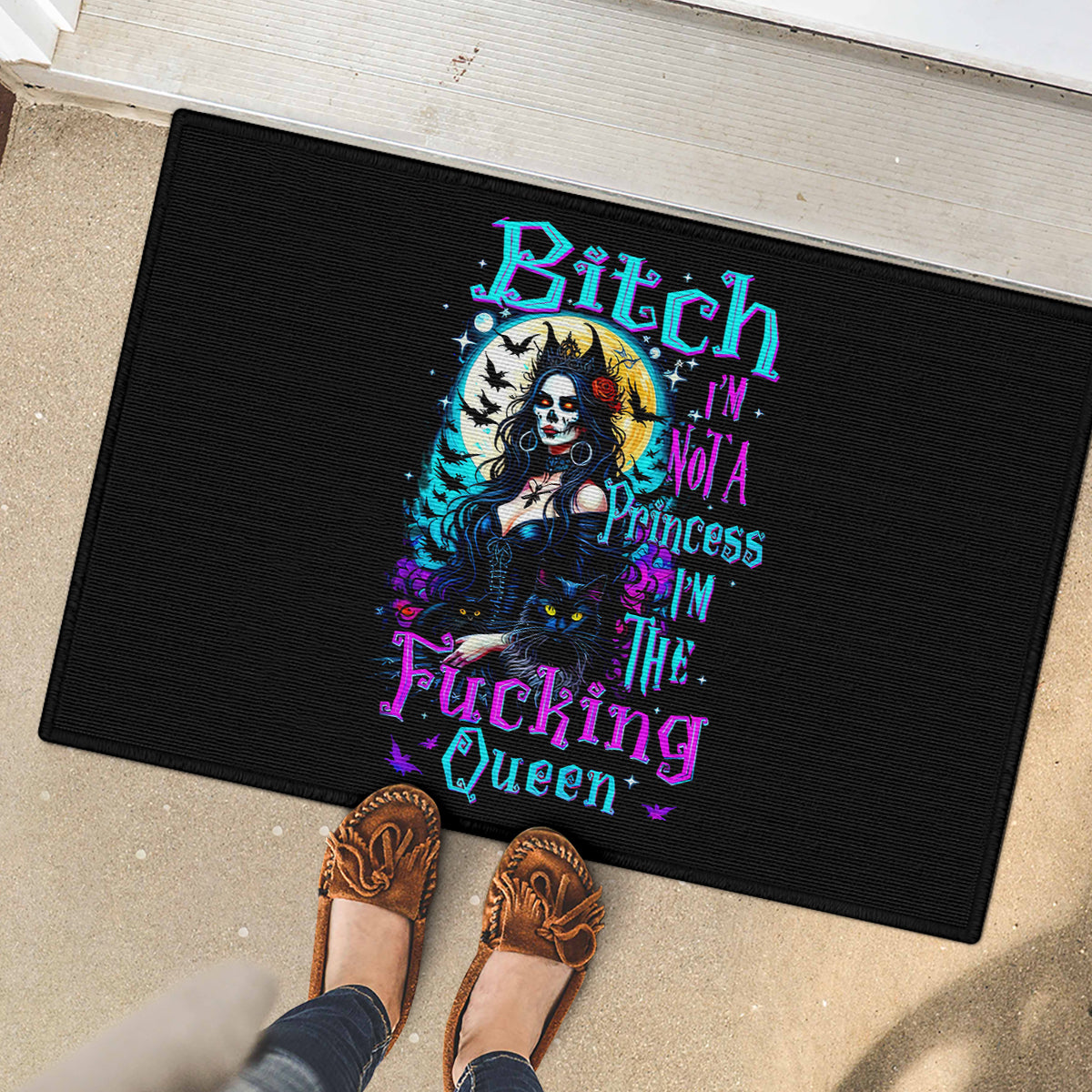 Witch Skull Rubber Doormat Bitch I'm Not A Princess I'm The Fucking Queen - Wonder Print Shop