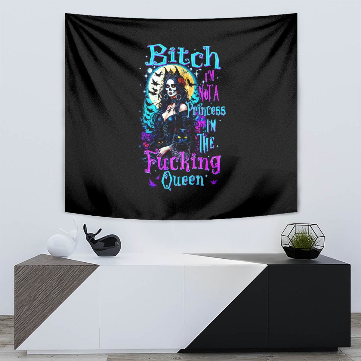Witch Skull Tapestry Bitch I'm Not A Princess I'm The Fucking Queen - Wonder Print Shop