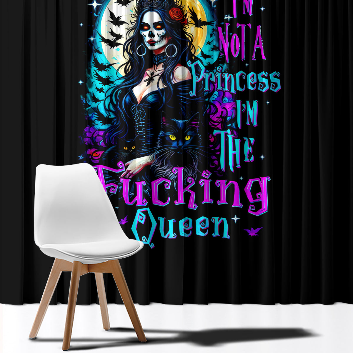Witch Skull Window Curtain Bitch I'm Not A Princess I'm The Fucking Queen - Wonder Print Shop