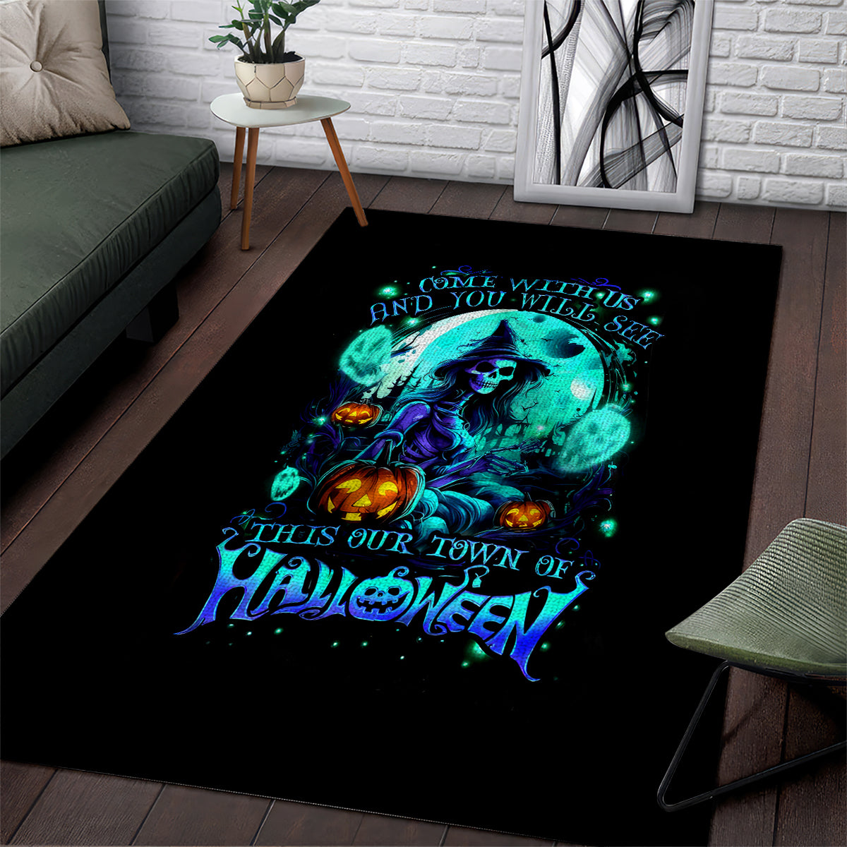 Witch Skull Area Rug Come With Us And You Will See Our Halloween - Wonder Print Shop