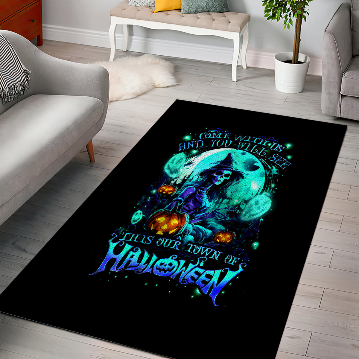 Witch Skull Area Rug Come With Us And You Will See Our Halloween - Wonder Print Shop