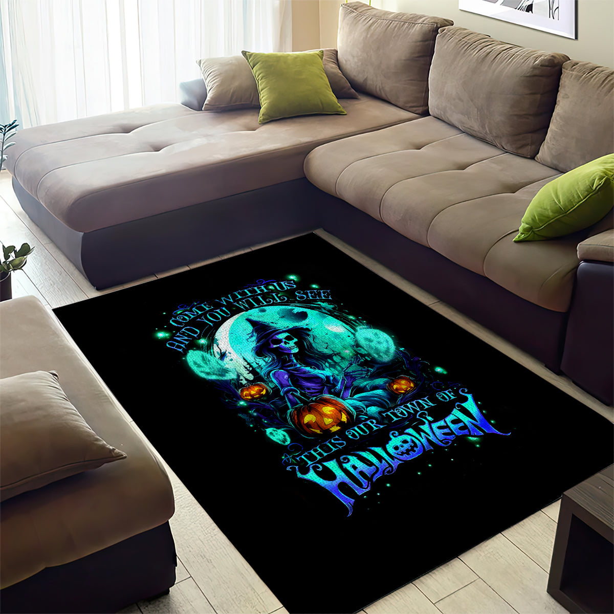 Witch Skull Area Rug Come With Us And You Will See Our Halloween - Wonder Print Shop
