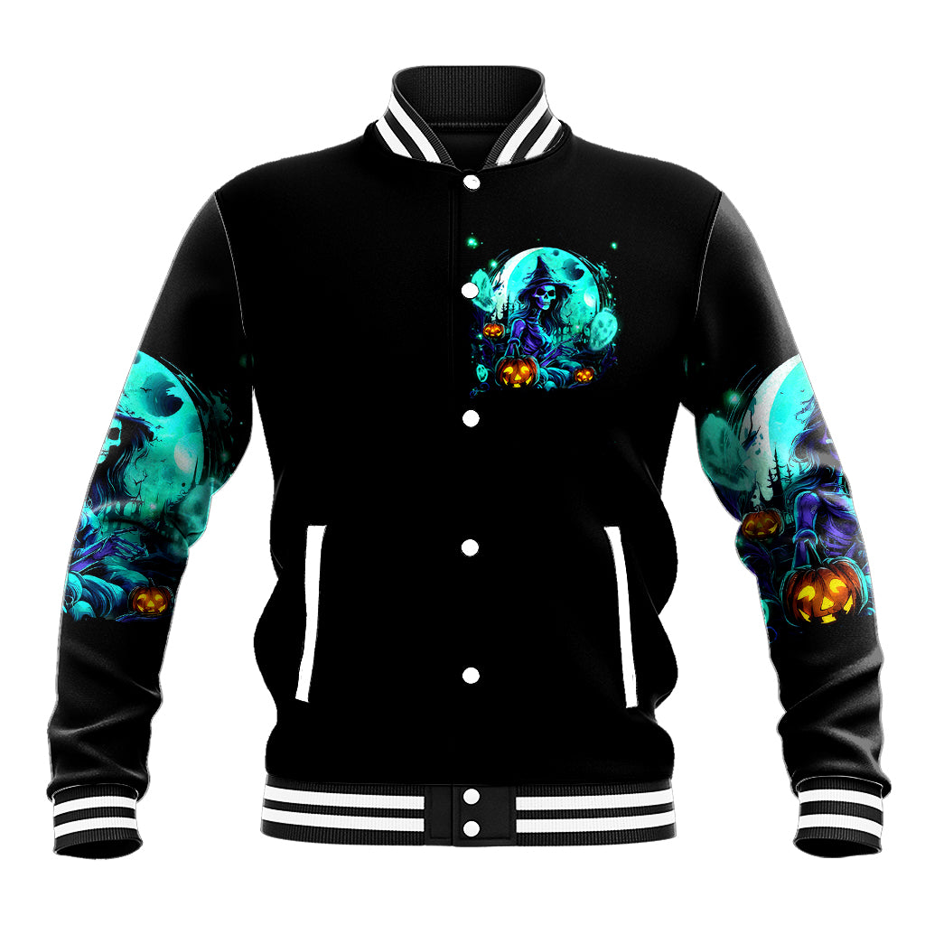 Witch Skull Baseball Jacket Come With Us And You Will See Our Halloween - Wonder Print Shop
