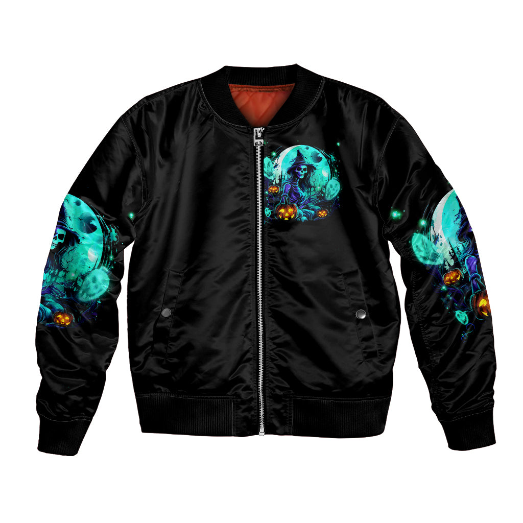 Witch Skull Bomber Jacket Come With Us And You Will See Our Halloween - Wonder Print Shop