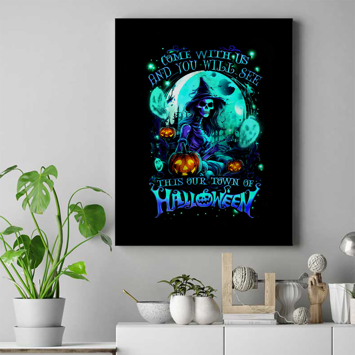 Witch Skull Canvas Wall Art Come With Us And You Will See Our Halloween - Wonder Print Shop