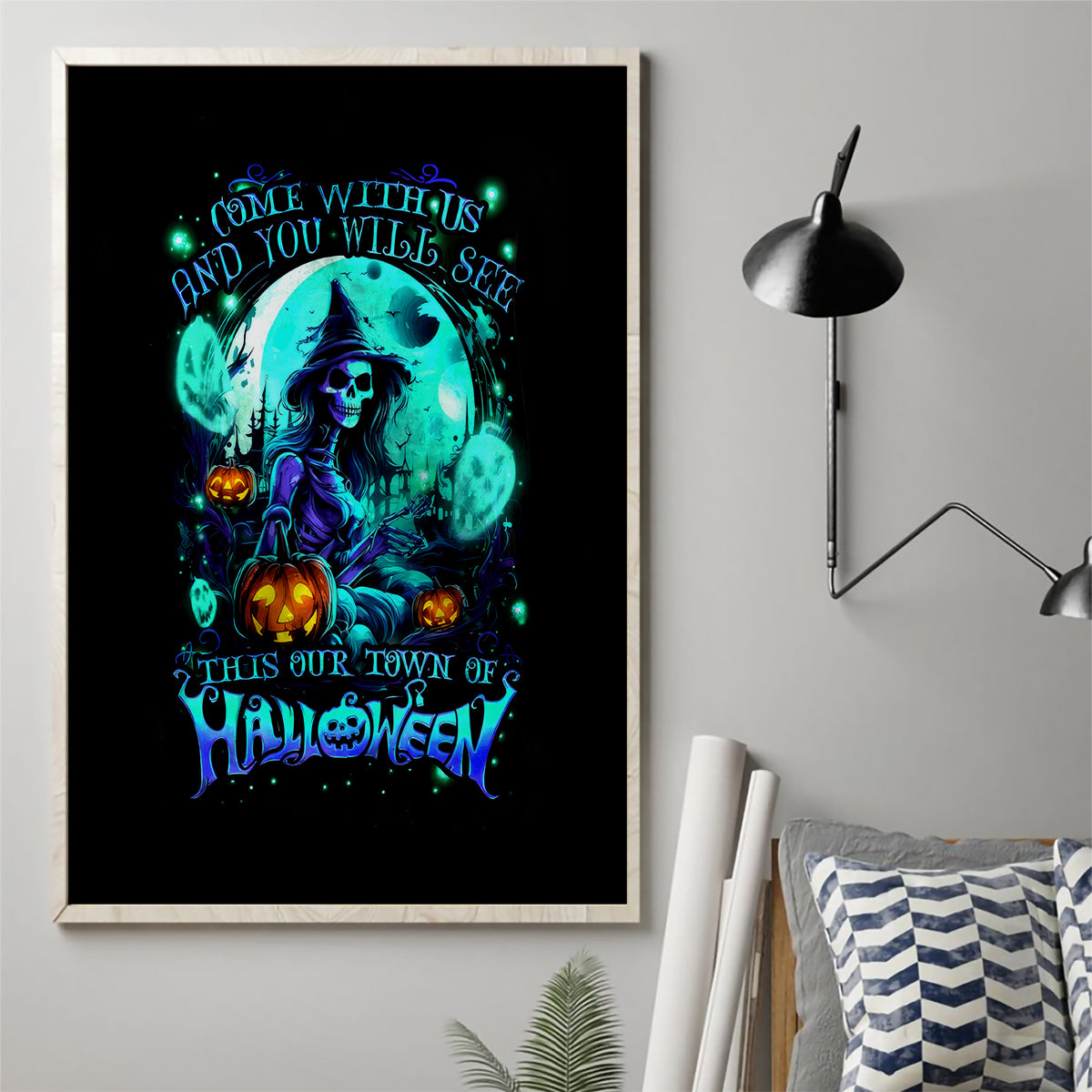 Witch Skull Canvas Wall Art Come With Us And You Will See Our Halloween - Wonder Print Shop