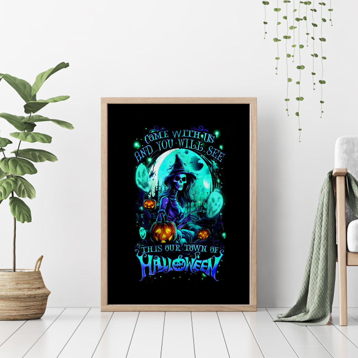 Witch Skull Canvas Wall Art Come With Us And You Will See Our Halloween - Wonder Print Shop