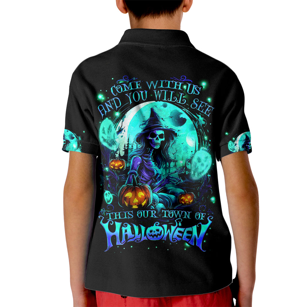 Witch Skull Kid Polo Shirt Come With Us And You Will See Our Halloween - Wonder Print Shop