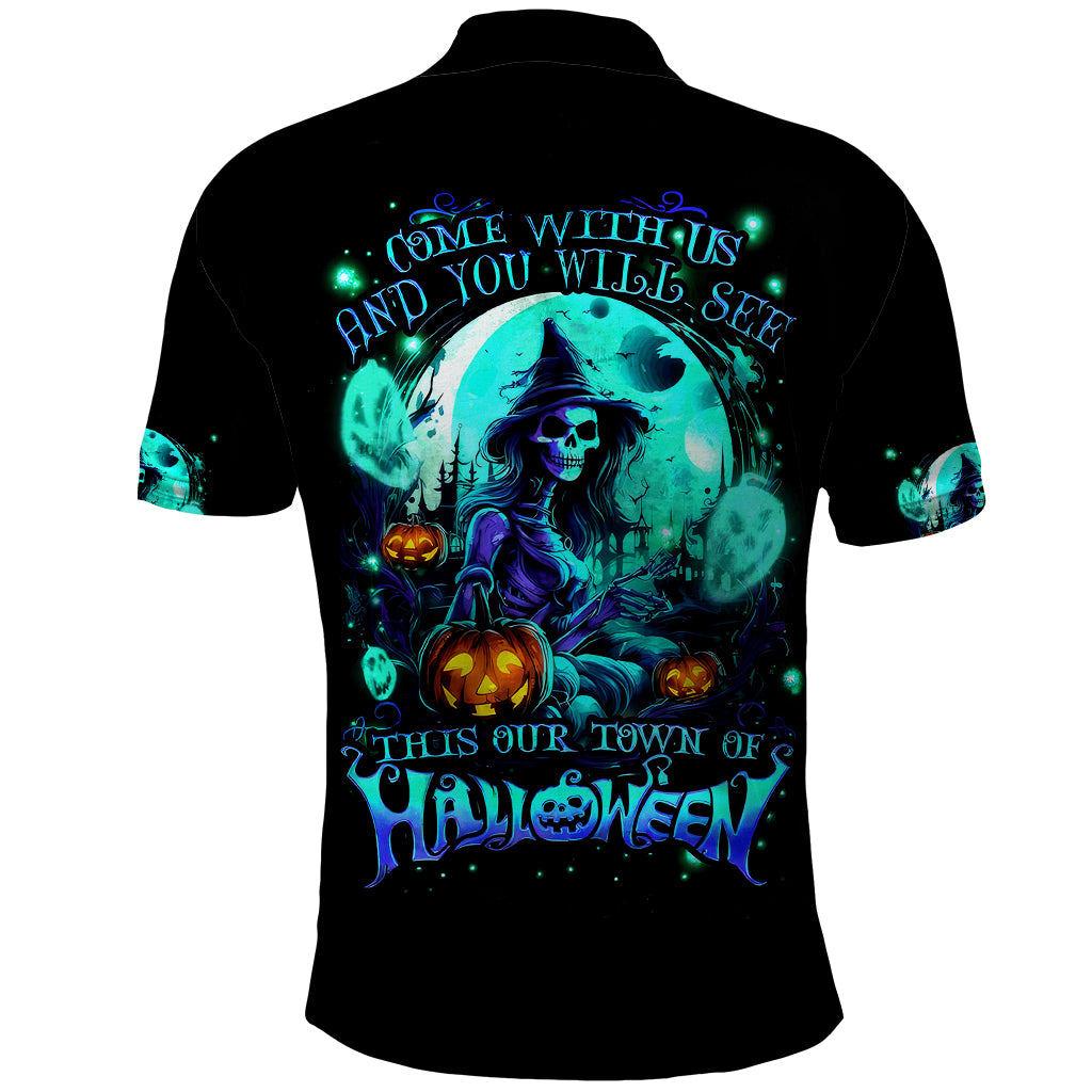 Witch Skull Polo Shirt Come With Us And You Will See Our Halloween - Wonder Print Shop