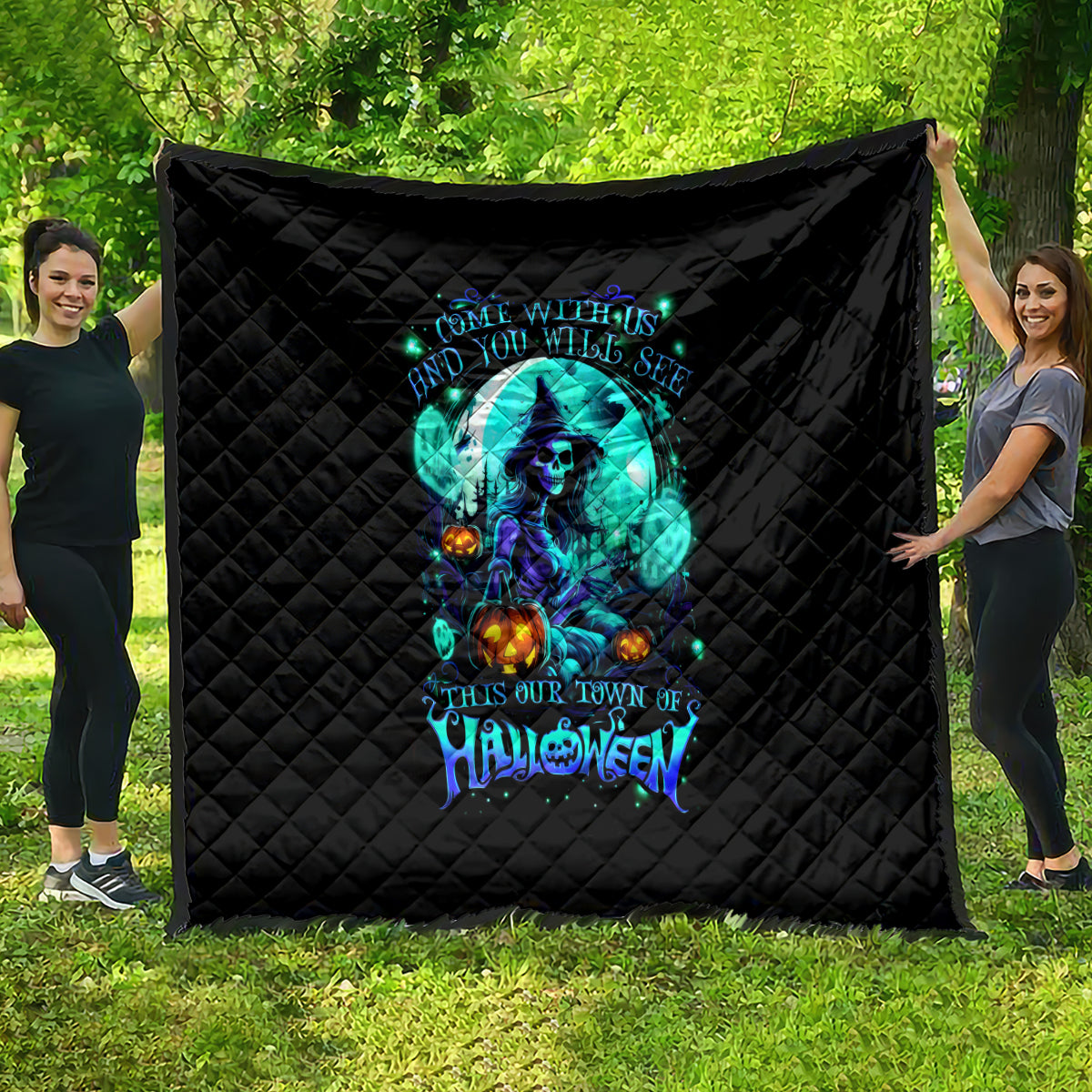 Witch Skull Quilt Come With Us And You Will See Our Halloween - Wonder Print Shop