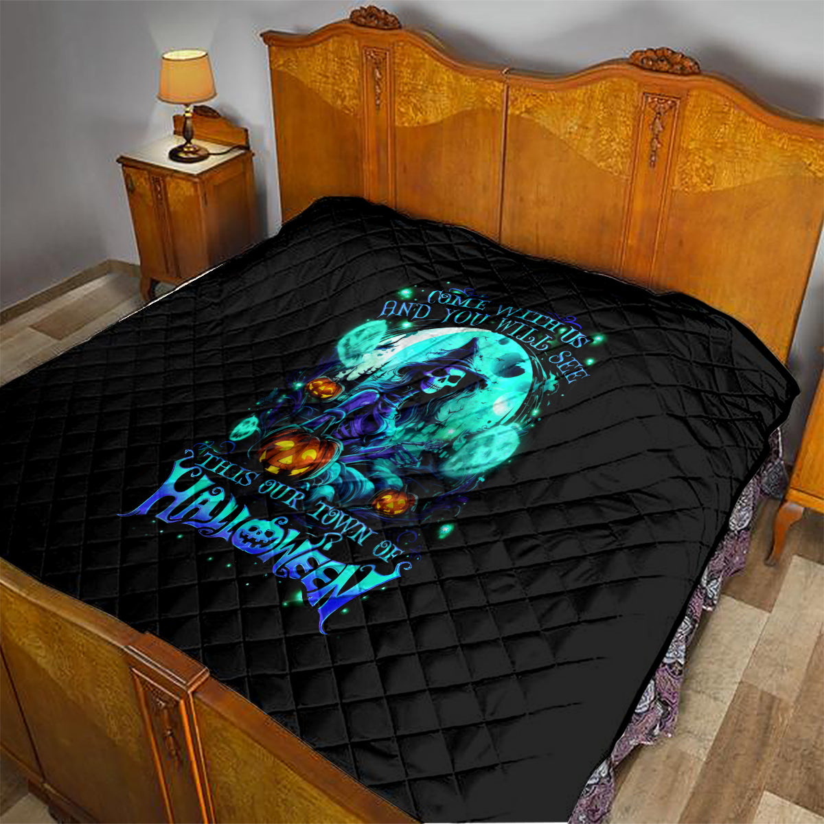 Witch Skull Quilt Come With Us And You Will See Our Halloween - Wonder Print Shop