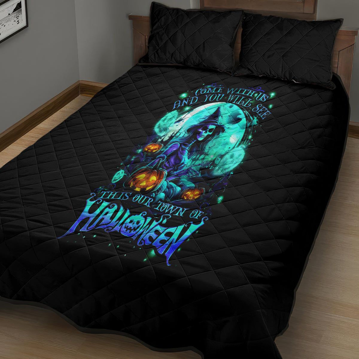 Witch Skull Quilt Bed Set Come With Us And You Will See Our Halloween - Wonder Print Shop