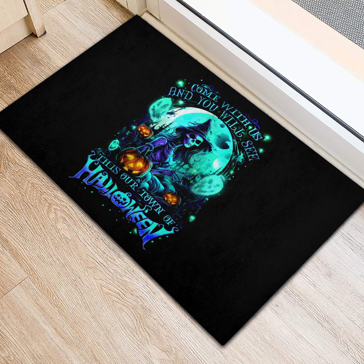 Witch Skull Rubber Doormat Come With Us And You Will See Our Halloween - Wonder Print Shop