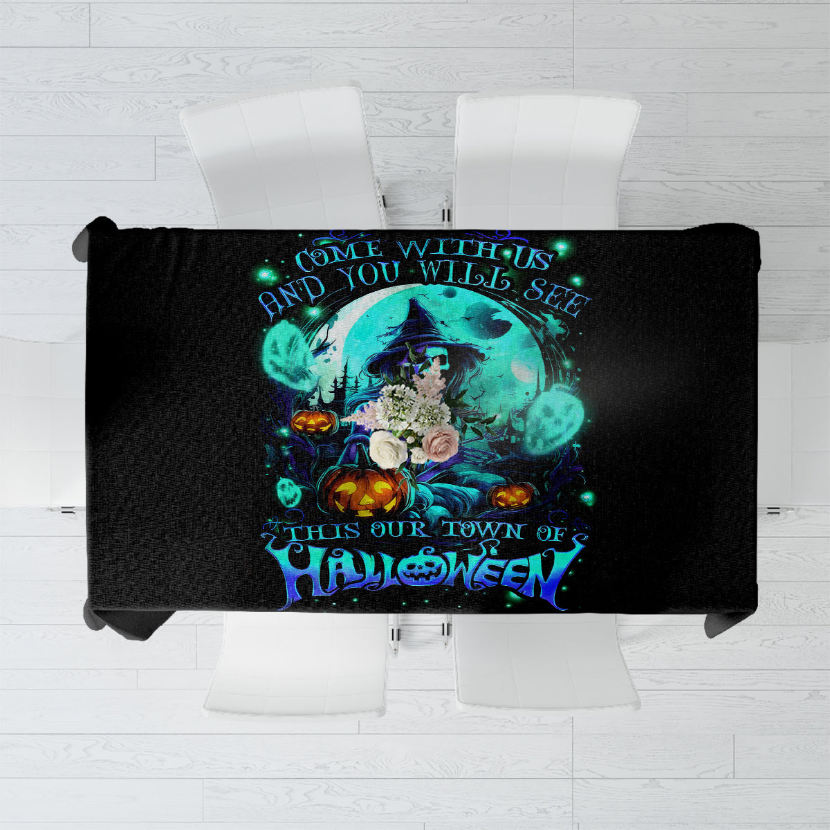 Witch Skull Tablecloth Come With Us And You Will See Our Halloween - Wonder Print Shop