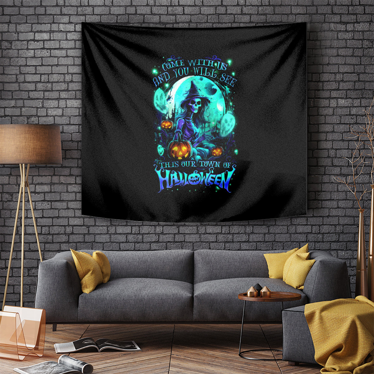 Witch Skull Tapestry Come With Us And You Will See Our Halloween - Wonder Print Shop