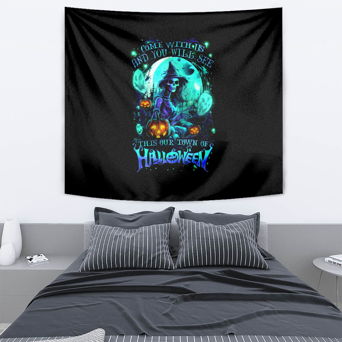 Witch Skull Tapestry Come With Us And You Will See Our Halloween - Wonder Print Shop